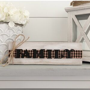 Rustic Family Sign with Plaid Accent